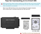 USB 3.0 to SATA IDE Hard Drive Reader, YINNCEEN External Hard Drive Ultra Recovery Converter Universal Hard Drive Adapter Kit for 2.5/3.5 HDD/SSD Hard Drive Disk, Include 12V/2A Power Adapter