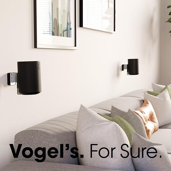 Vogel's SWM 4111 Speaker Wall Bracket for Sonos ERA 100, Max. 11 lbs (5 kg), Tiltable -30º/+30º, Swivels up to 70º (Left/Right), Black, 1 Bracket