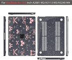 Teryeefi for MacBook Air 13.6 inch Case M4 M3 M2 2024-2022 Release Model A3240 A3113 A2681, Protective Plastic Hard Shell Case Cover for MacBook Air M2 M3 M4 Chip 13 inch, Pink Ribbon Bow-105