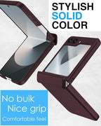 STORMTAL for Samsung Galaxy Z Flip 6 Case/Z Flip 7 FE Case, Hinge Protection, Built-in Screen Protector, Wireless Charging, Slim Rugged Phone Protective Case for Galaxy Z Flip 6 Wine