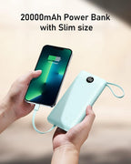 VEEKTOMX Portable Charger with Built-in Cables, 20000mAh Power Bank for iPhone, Fast Charging USB C Battery Pack, Travel Essentials Powerbank Compatible with iPhone, Samsung, Android, etc