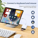 USB C SD Card Reader，SD Card Reader USB C for iPhone 15 16/iPad/Mac/Laptop，3 in 1 sd Card Reader with Dual Slots & USB Port for Mac MacBook Pro/Air/Mini Android Laptop More USBC Typec Devices