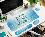 Large Mouse Pad and Keyboard Wrist Rest, Desk Pad for Keyboard and Mouse, 4-in-1 Large Gaming Mouse Pad with Wrist Support for Home Office Study Game-Stay Positive