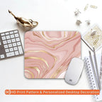 Square Mouse Pad Pink Gold,Personalized Premium-Textured Custom Mouse Mat Design,Washable Mousepad Cloth,Non-Slip Rubber Base Computer Mouse Pads for Wireless Mouse