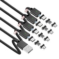 ZBF Magnetic Charging Cable 3A Fast Charging (4-Pack, 3.3/3.3/6.6/6.6 ft) 3 in 1 Magnetic Phone Charger, 480Mbps Data Transfer, USB A to Type C Charger Cable for USB-C/IproductMicro USB Device(Black)