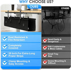 Under Desk Cable Management Tray, 40-inch No-Drill Cord Organizer with Anti-Sag Reinforced Base, Fabric Wire Management Hider for Standing Desk, Office & Gaming Accessories - Black