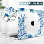 TWOLSKOO Compatible with M4 MacBook Air 15 inch Case 2025-2023 Released Model M4 A3241 M3 A3114 M2 A2941, Plastic Hard Shell & Screen Protector & Keyboard Cover & Trackpad Film, Blue Floral