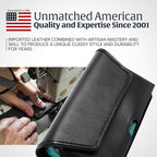 Turtleback Belt Clip for iPhone 16 Pro, 16e, 15 pro 14 Pro 13 Pro -Medium- Fits w/Shockproof Commuter Style Cases, Premium Black Leather, Horizontal Belt Holder, Magnetic Closure HD Rotating Clip
