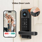 Video Smart Lock with Camera & Doorbell, 5-in-1 Keyless Entry Door Lock with Handle, Fingerprint+Keypad Code+App Remote Control+IC Card, Auto Lock, Wi-Fi Smart Deadbolt for Front Door, Apartment