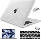Teryeefi Compatible with MacBook Air 15 inch Case M4 M3 M2 Chip 2025 2024 2023 Release A3241 A3114 A2941 Model with Keyboard Cover + Type C Adapter for Air 15.3 Transparent Case, Glitter Clear