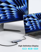 USB C Hub Ethernet HDMI Multiport Adapter for MacBook Pro/Air, iPad, Laptop Dock with 5Gbps USB A/C, 1Gbps RJ45 Gigabit Ethernet, 4K 30Hz HDMI, 100W Pass Through Charging