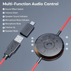 MAIRDI USB Headset with Microphone, Wired PC Headset, USB-A & USB-C Computer Headset with Mic Noise Canceling for Laptop Teams Office Work CallCenter Business Dragon Naturelly Speaking