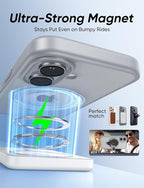 MAGIC JOHN 360° Rotatable Magnetic Invisible Stand for iPhone 16 Case [Camera Control Button] [Compatible with MagSafe] 16FT Shockof for iPhone 16 Case with Kickstand, Gray