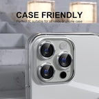 Choiche Compatible for iPhone 16 Pro/iPhone 16 Pro Max Camera Lens Protector, 9H Tempered Glass Camera Cover Screen Protector Metal Ring Decoration Accessories (Silver)