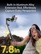 Gimbal Stabilizer for iPhone, Phone Gimbal w/RGB Magnetic Fill Light, Foldable Gimbal Built in 7.8' Extension Rod and OLED Display for iPhone/Android Excellent for Vlogging-Smart X2 Kit Black