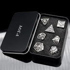 PJOY Metal DND Dice Set Antique Silver Dragon Scale D&D Polyhedral Dice with Dice Case for Dungeons and Dragons TTRPG Gifts