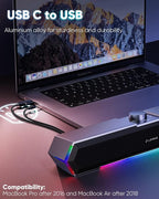 LENRUE G11 Computer Speakers for Desktop, Touch Lights PC Speakers with Surge Clear Sound, USB C/USB Powered for Computer Desktop PC Laptop Monitor