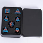Large Stripe Metal Dice DND,Metallic Solid Crack Glittrer Dice Set with Gift Box,Polyhedral RPG Dice 7pcs Set
