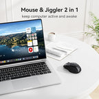 TECKNET Rechargeable Jiggler Wireless Mouse (BT5.0/3.0 & 2.4G) 4800 DPI Silent USB A & Bluetooth Mouse 6 Buttons, Wide Compatibility - Black