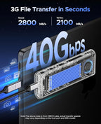 ORICO 40Gbps M.2 NVMe SSD Enclosure with Built-in Cooling Fan, Tool-Free External Hard Drive Enclosure, Support 2230 2242 2260 2280(M Key), Compatible with Thunderbolt 3/4 USB4/3.2/3.1/3.0/2.0-TCM2U4