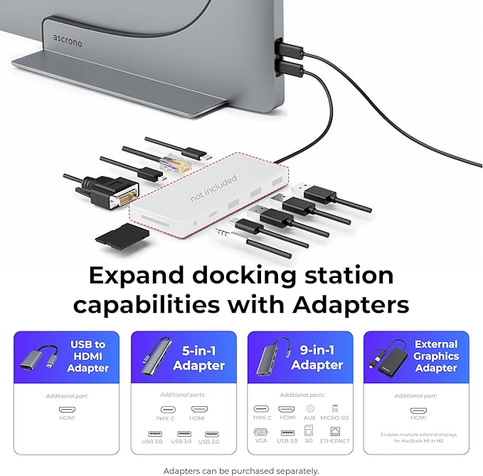 Dock for 13" Apple MacBook Air - Docking Station - Connect Dual Displays with Two Thunderbolt 4 USB-C Ports - Mac Docking Station Hub - Supports MacBook Air 13" (M2 2022 & M3 2024)
