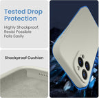 FireNova Designed for iPhone 15 Pro Max Case, Silicone Upgraded [Camera Protection] Phone Case with [2 Screen Protectors], Soft Anti-Scratch Microfiber Lining Inside, 6.7 inch, Stone