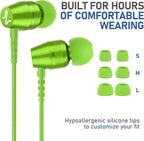 LUDOS OMNITONE Wired Earbuds in-Ear Headphones, 5 Years Warranty, Earphones with Microphone, 3.5 mm Jack Corded Ear Buds, Videoconference for iPhone, Samsung, Laptop, Kids, School Students - Green