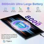Android Tablet with Keyboard, 10 inch Android 14 Tablets 22GB+128GB, Octa-Core CPU, 8000mAh, HD IPS Display, 5G WiFi, BT 5.0, GPS, Widevine L1, 1TB Expandable, Mouse, Split Screen, Metal Body -Blue