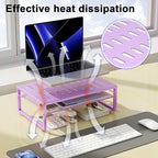 gianotter 2-Tier Metal Monitor Stand Riser, Office Desk Storage Organizer for Computer Monitor, Laptop, Printer, Office Supplies (Purple)
