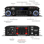 Facmogu S-288 4 CH Bluetooth 5.0 Home Audio Amplifier, RMS 45Wx4, Max 600W HiFi Stereo Power Amplifier USB, SD, FM Class D Speaker Amp for Home Theater Karaoke, with Power Adapter & Remote Control