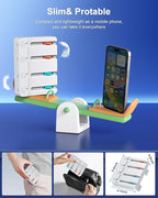 Charger for Nintendo Switch 2 and Switch 1 Controller, Horizontal Charging Dock Station for Joy con and for Joycon 2 Accessories with Foldable Storage Stand (White)
