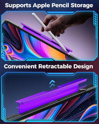 SIBEITU Keyboard Case for iPad Pro 13 Inch (M5 2025 / M4 2024), 360 Rotatable iPad Pro 13 Clear Cover with Multi-Touch Trackpad, 7-Color Backlight & 3 Brightness, High-Tech Visible PCB Design, Purple
