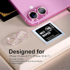 beuxece for 6 Pack iPhone 16 / iPhone 16 Plus Camera Lens Protector [Drop Protection] [Case Friendly] [Easy Installation] 9H Tempered Glass Camera Screen Protector Cover Accessories, Glitter Pink