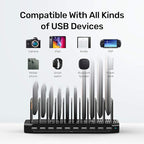 【10PCS】 Unitek Multi Charging Station, 10-Port USB Charger for Multiple Device with SmartIC Tech and Adjustable Dividers, Organizer Stand Compatible with iPad, Tablet, Kindle, iPhone - 10PCS, White