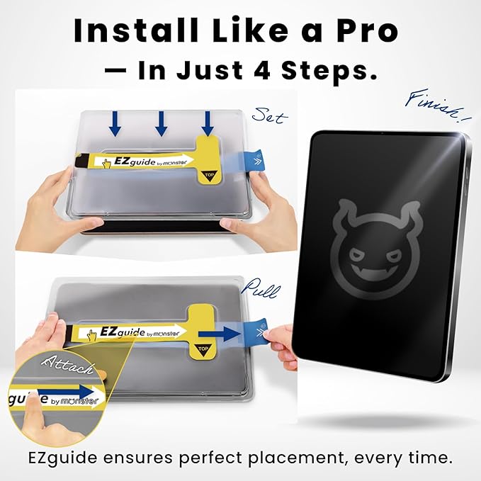 BELLEMOND Tempered Glass Screen Protector designed for iPad Air 13” (M3, 2025 / M2, 2024) - Anti Blue Light filter「EZ Guide」Alignment Kit for Flawless Installation, 10H Hardness - Designed in Japan