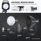 NEEWER FS150B LED Video Light 2.4G/APP Control,130W Bi Color COB Silent Photography Continuous Output Lighting with 4 Types Precise Dimming, 72000lux/1m, 2700K-6500K, CRI 97+,12 Effects, Bowens Mount
