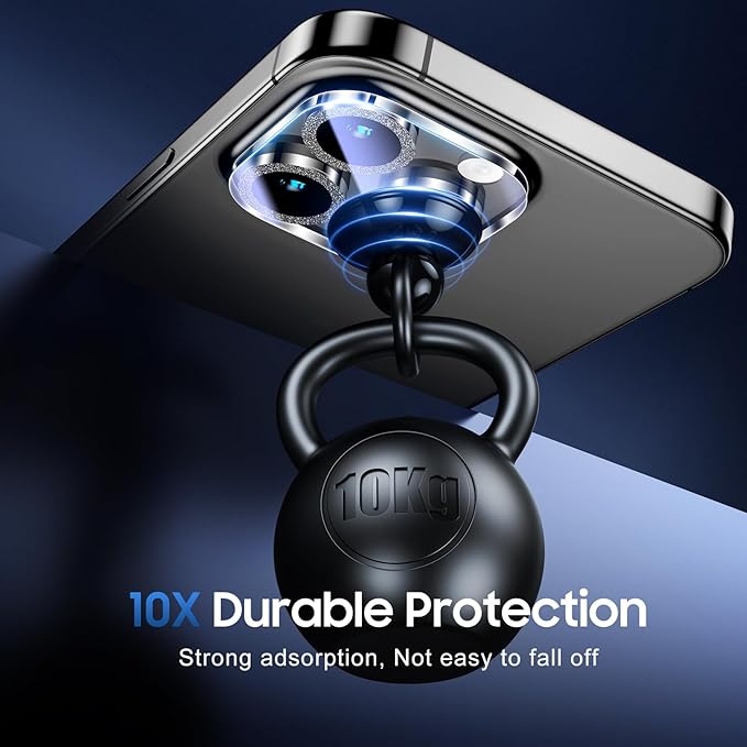 UniqueMe for 3 Pack iPhone 16 Pro/iPhone 16 Pro Max Camera Lens Protector - [Drop Protection] [Case Friendly] 9H Tempered Glass Camera Cover Screen [Update New Version] - Glitter Black