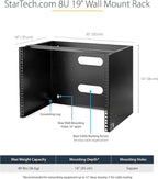 StarTech.com 8U Wall Mount Patch Panel Bracket - 13.75 inch Deep - 19" Patch Panel Rack & 1U Server Rack Shelf - Universal Vented Rack Mount Cantilever Tray, Black (CABSHELFV1U)