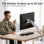 Suptek Single Monitor Mount Stand,Gas Spring Monitor Arm Desk Mount Fully Adjustable for 17 20 22 23 24 26 27 inch Monitors Weight Capacity up to 13.2 lbs (Silver)