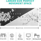 Black and White Mouse Pad 31.5 X 11.8 Inch Japanese Cherry Blossom Extended Large Mouse Mat Non-Slip Rubber Mousepad Stitched Edges Keyboard Mouse Mat Desk Pad for Office Home Game