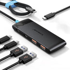 USB C Hub with 10Gbps 2 USB 3.2 & 2 USB C 3.2, Charging Port,USB Port Extender for MacBook Pro/Air,Acer Aspire, HP Dell Laptops,iPad Pro, iPhone 15/15 Pro Max,etc.,0.65ft Cable