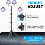 DJ Stand, T-Bar Tripod Stage Lights Stand Portable and Adjustable 49-114 Inch Heavy Duty for Stage, Bar, Par Light