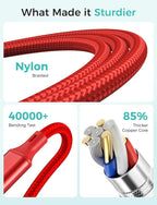 Travel Essentials Multi Charging Cable for Watch Charger 4 in 1 Fast Charger Camping Essentials USB C/L/Micro Compatible with Watch Series 10-1/SE/Ultra Phone 16 15/Galaxy Android-4FT/Red