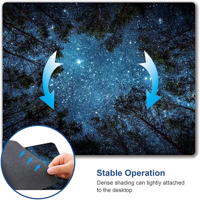 Mouse Pad, Forest Mouse Pad, Square Waterproof Mouse Pad Non-Slip Rubber Base MousePads for Office Laptop, 9.5"x7.9"x0.12" Inch(Starry Night Forest)