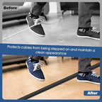 Floor Cord Cover for Wires on Floor Self Adhesive Cord Hider Floor Cable Management Wire Covers for Cords Protector Prevent Cable Trips Cord Cavity W 0.32" x H 0.32", Black, 10Ft
