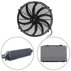 MuHize 16 Inch Universal Radiator Cooling Fan Kit - 12V 120W High Performance Push/Pull Electric Fan with Mounting Hardware, Fits Car/SUV/Light Truck Engine Cooling System