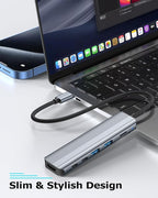USB C Hub Multiport Adapter for Laptop MacBook Air/Pro, Multiple Ports Dongle Dock with 4K HDMI, 100W PD, 2xUSB-A 3.0, USB-C Data Port, SD/TF Card Reader