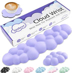 Cloud Wrist Rest Keyboard, Cloud Keyboard Wrist Pad Set with PU Leather Memory Foam, Cute Arm Rest for Palm Support, PC/Gaming Desk Accessories/Office Setup/Computer Hand Cushion - Purple