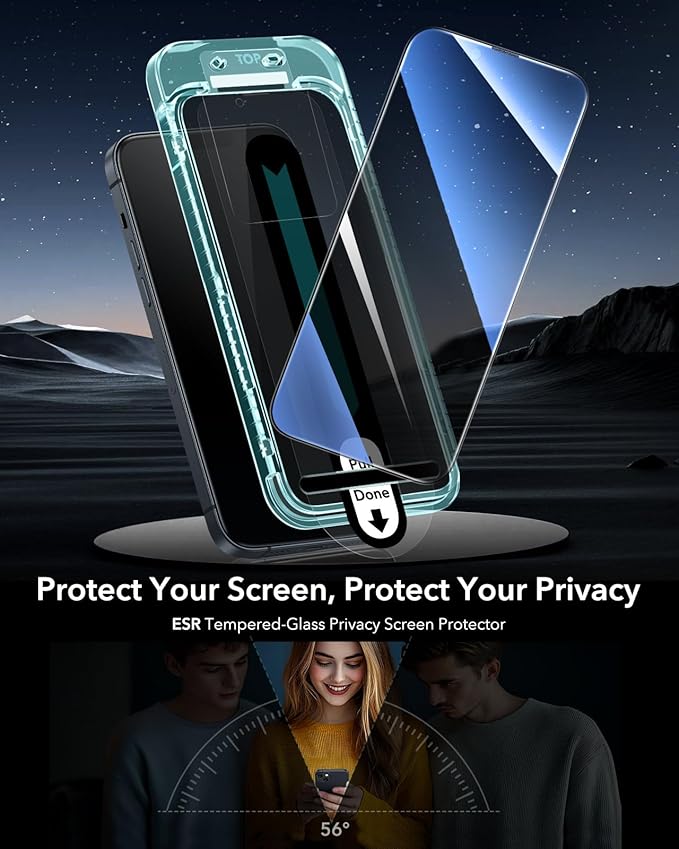 ESR 3 Pack for iPhone 16e/ iPhone 14/ iPhone 13/13 Pro Privacy Screen Protector, Anti-spy Tempered-Glass Privacy Screen Protector with Flawless Fit Tray