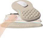 2-in-1 Ergonomic Set, Wave Rise Keyboard Wrist Rest and Massage Bulge Slope Mouse Pad Wrist Support, Cushion Memory Foam Integrated to Relieve Wrist Pain, Apricot